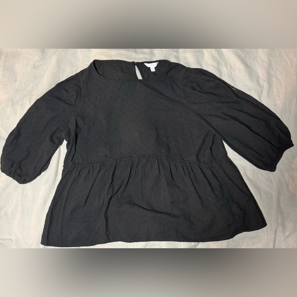 Time and Tru Black Textured Blouse